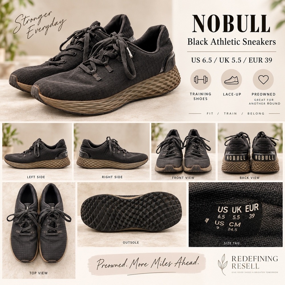 NOBULL Black Mesh Training Shoes Mens 6.5 Athletic Sneakers Gum Sole
